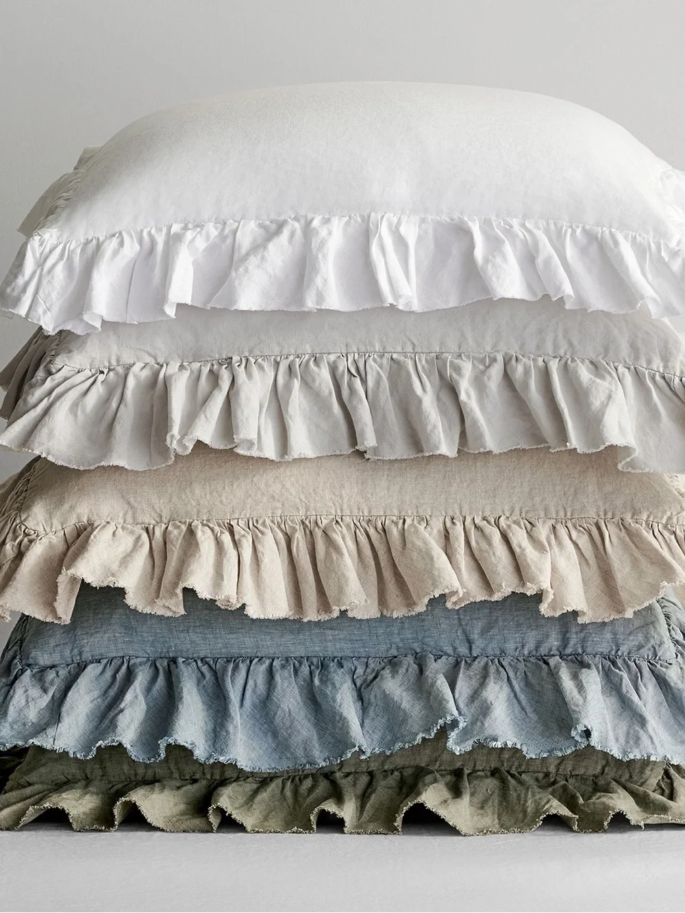 Pottery Barn Linen Euro Ruffle Sham Set of 3
